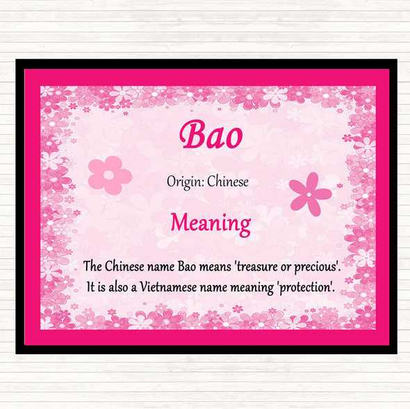 Bao Name Meaning Placemat Pink