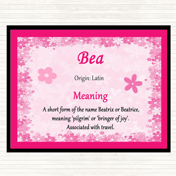 Bea Name Meaning Placemat Pink