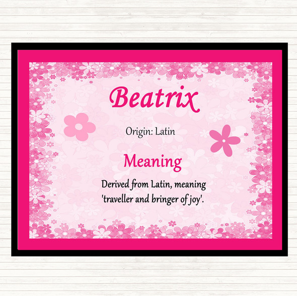 Beatrix Name Meaning Placemat Pink