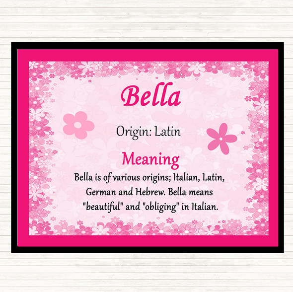 Bella Name Meaning Placemat Pink