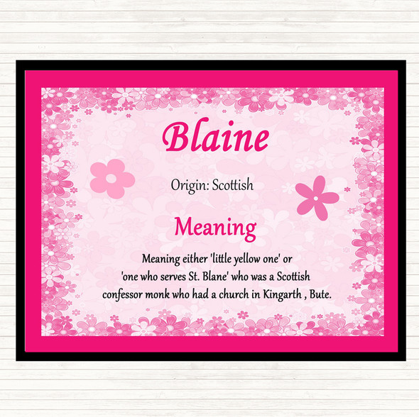 Blaine Name Meaning Placemat Pink