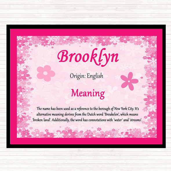 Brooklyn Name Meaning Placemat Pink