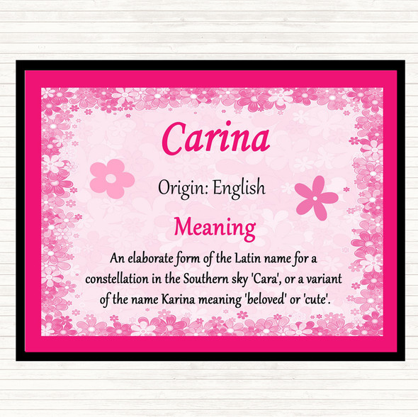 Carina Name Meaning Placemat Pink