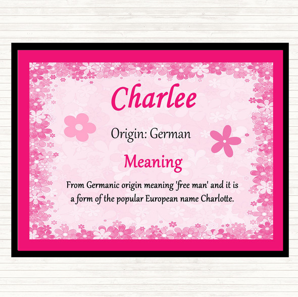 Charlee Name Meaning Placemat Pink