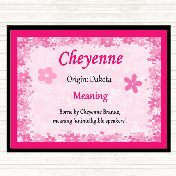 Cheyenne Name Meaning Placemat Pink