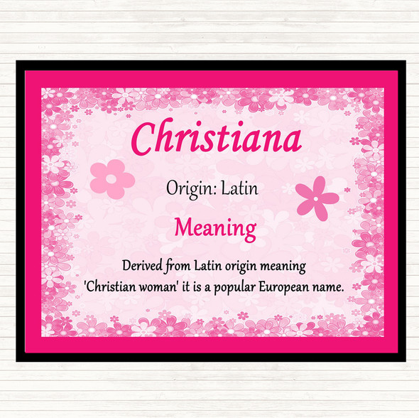 Christiana Name Meaning Placemat Pink