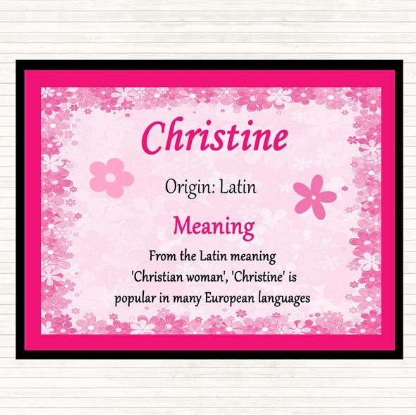 Christine Name Meaning Placemat Pink