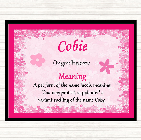 Cobie Name Meaning Placemat Pink