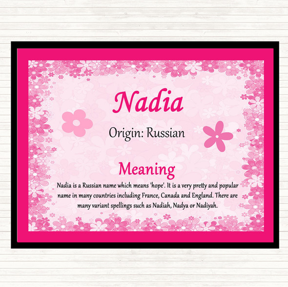 Nadia Name Meaning Placemat Pink