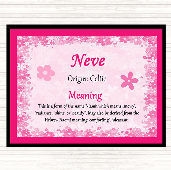 neve Name Meaning Placemat Pink