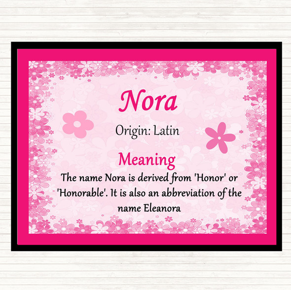 Nora Name Meaning Placemat Pink