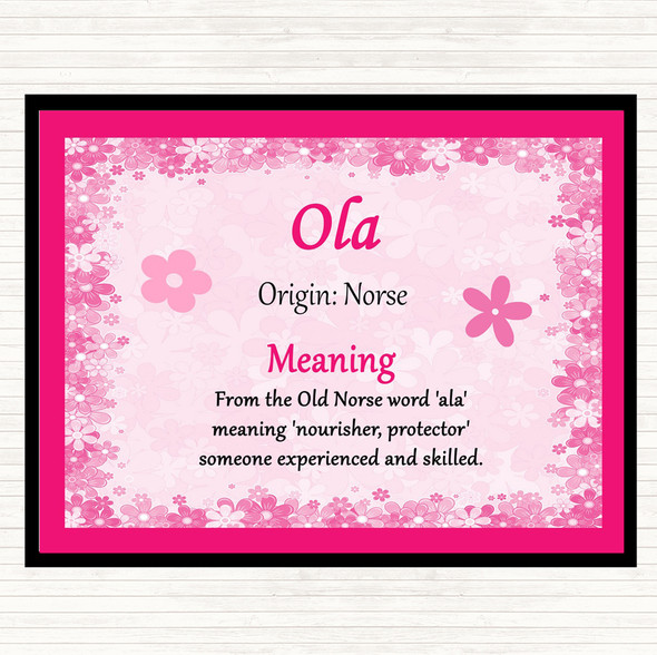 Ola Name Meaning Placemat Pink