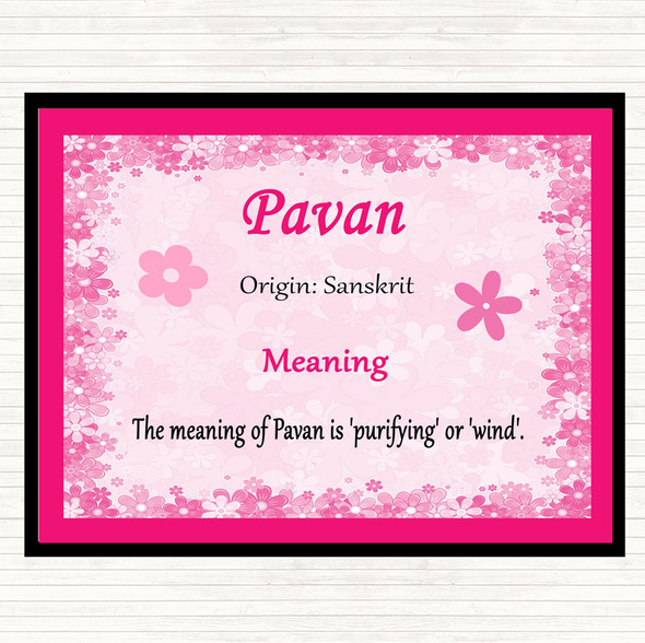 Pavan Name Meaning Placemat Pink