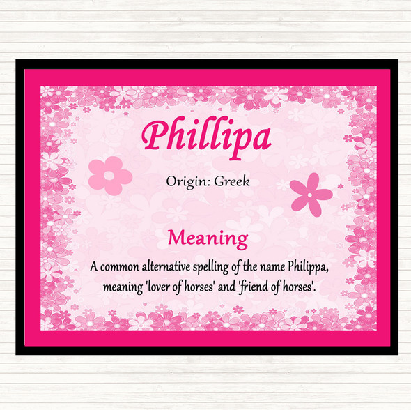 Phillipa Name Meaning Placemat Pink