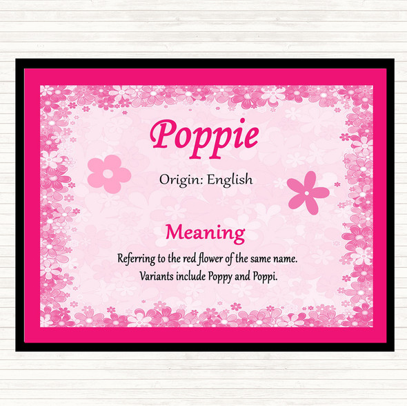 Poppie Name Meaning Placemat Pink