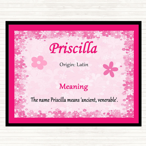 Priscilla Name Meaning Placemat Pink