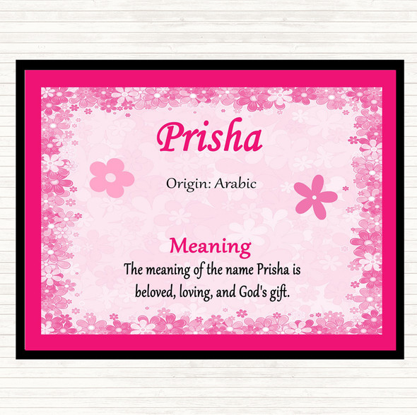 Prisha Name Meaning Placemat Pink