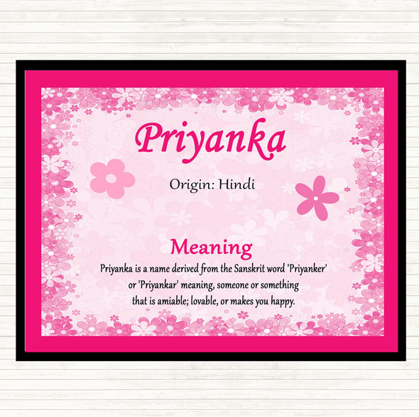 Priyanka Name Meaning Placemat Pink