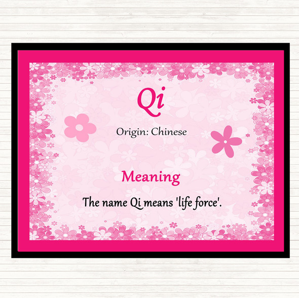 Qi Name Meaning Placemat Pink