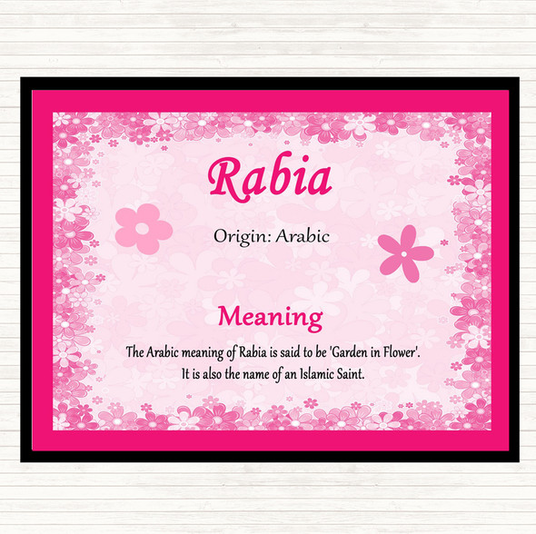 Rabia Name Meaning Placemat Pink