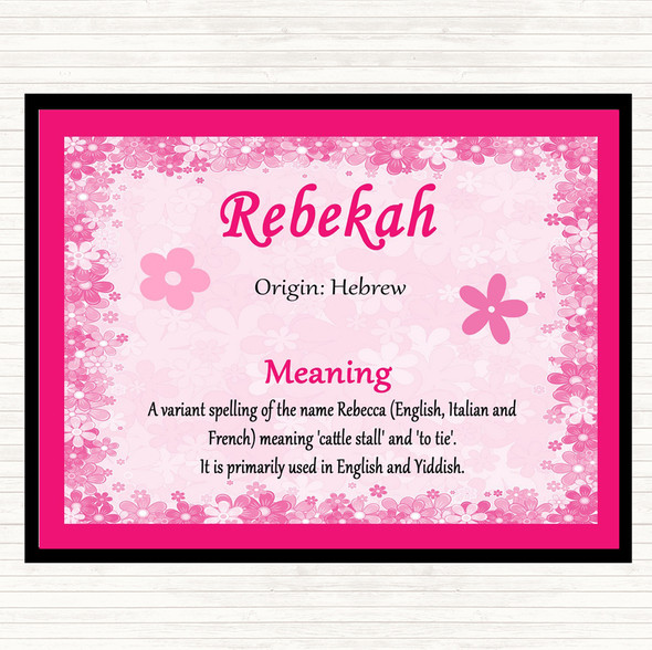Rebekah Name Meaning Placemat Pink