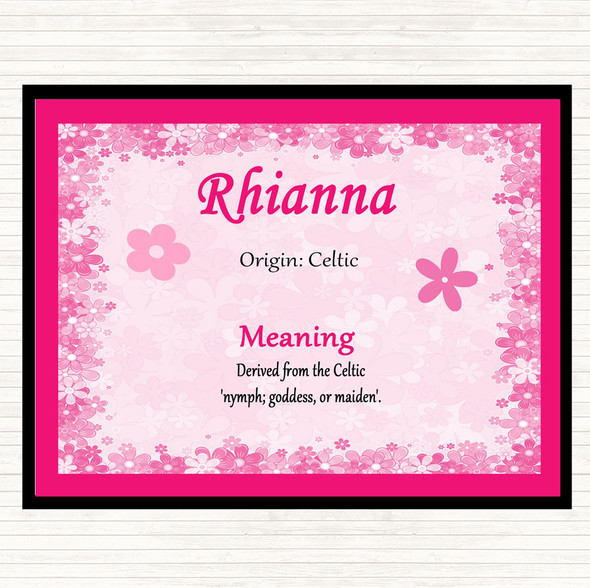 Rhianna Name Meaning Placemat Pink