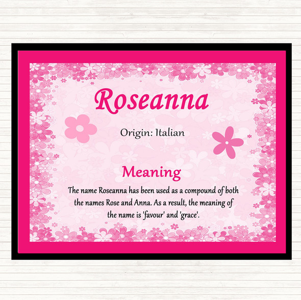 Roseanna Name Meaning Placemat Pink