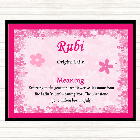 Rubi Name Meaning Placemat Pink