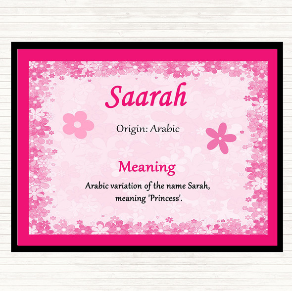 Saarah Name Meaning Placemat Pink