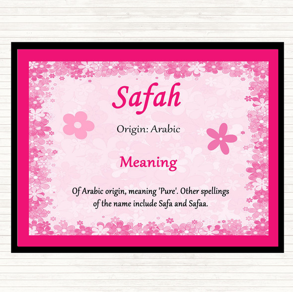 Safah Name Meaning Placemat Pink