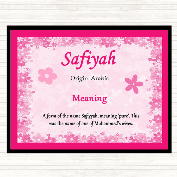 Safiyah Name Meaning Placemat Pink