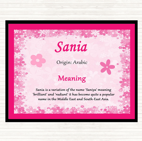 Sania Name Meaning Placemat Pink