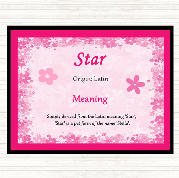 Star Name Meaning Placemat Pink