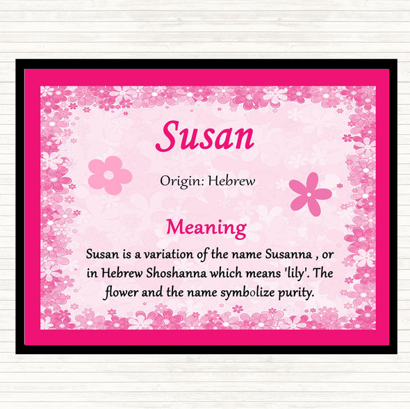 Susan Name Meaning Placemat Pink