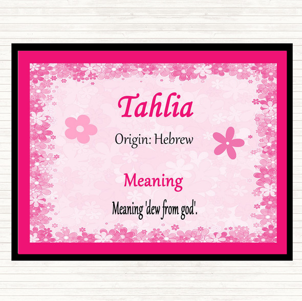Tahlia Name Meaning Placemat Pink
