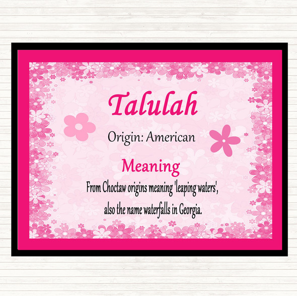 Talulah Name Meaning Placemat Pink