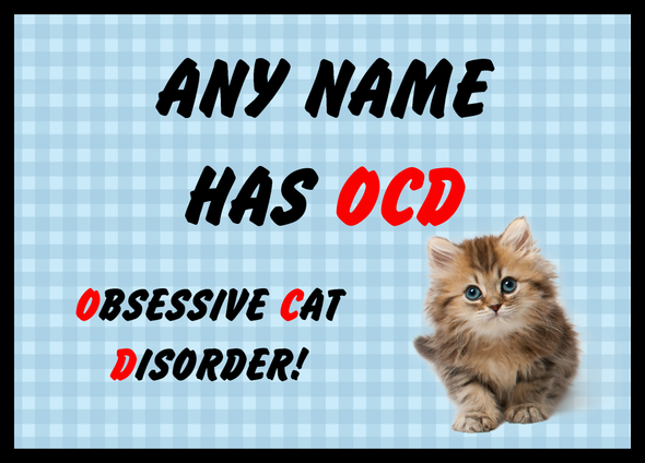 Funny Obsessive Disorder Cat Blue Placemat