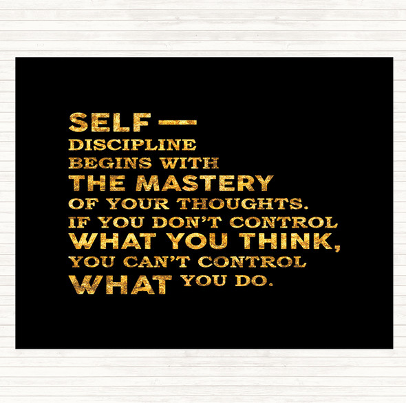 Black Gold Self Discipline Quote Placemat