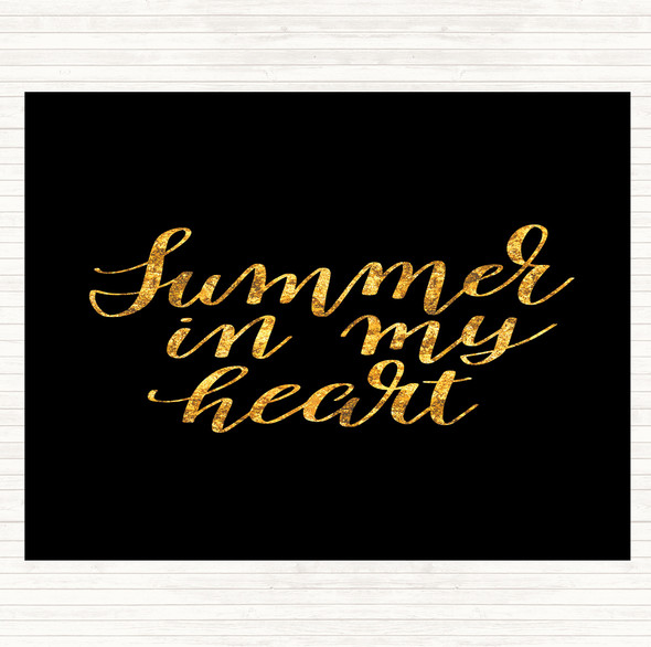 Black Gold Summer In Heart Quote Placemat
