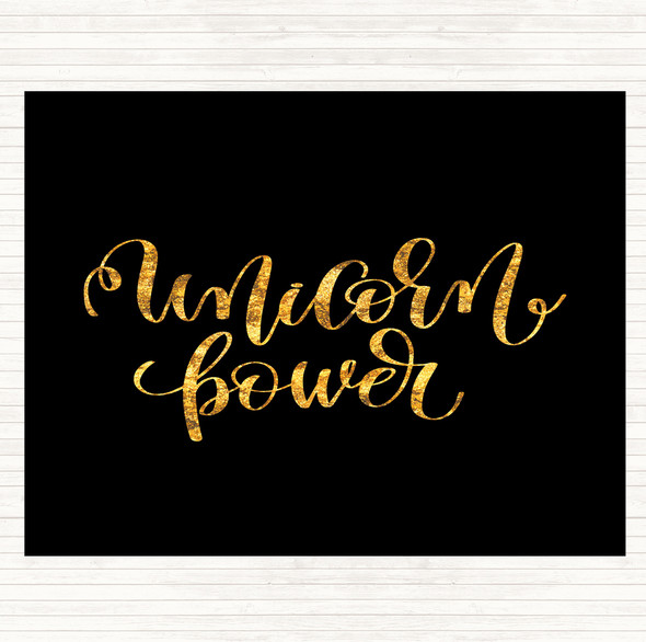 Black Gold Unicorn Power Quote Placemat