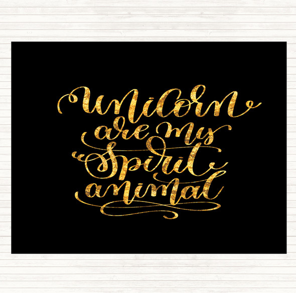 Black Gold Unicorn Spirit Animal Quote Placemat