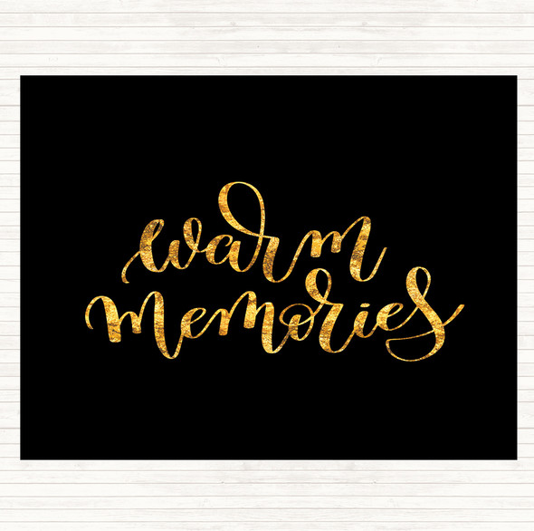 Black Gold Warm Memories Swirl Quote Placemat