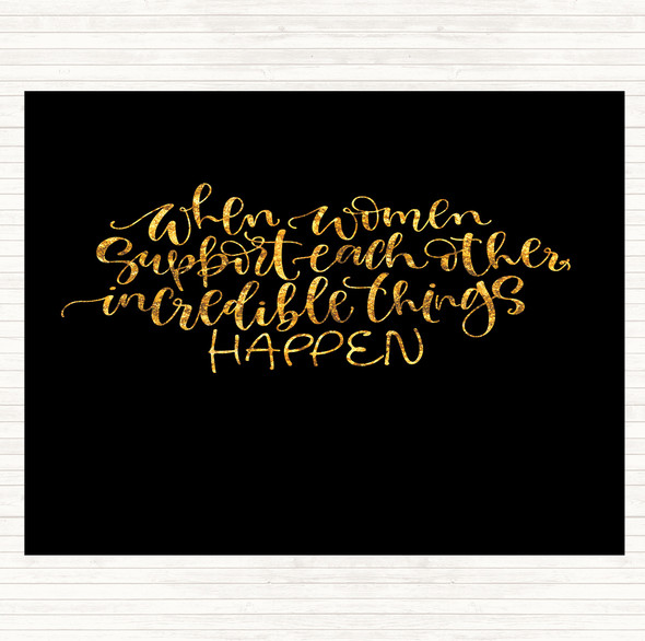 Black Gold Women Support Quote Placemat