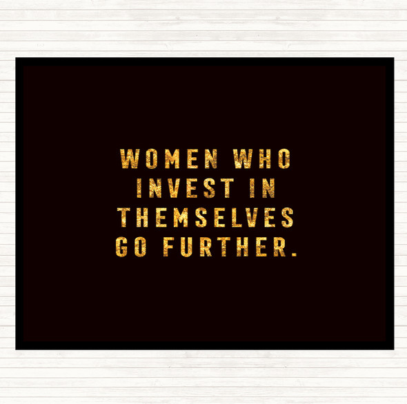 Black Gold Women Who Invest Quote Placemat