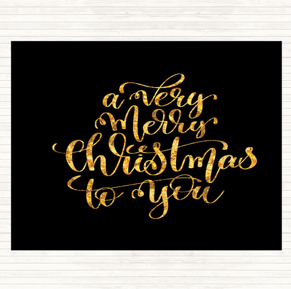 Black Gold Christmas A Very Merry Xmas Quote Placemat