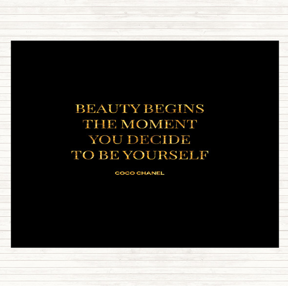 Black Gold Coco Chanel Be Yourself Quote Placemat