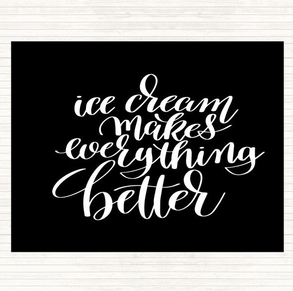 Black White Ice Cream Quote Placemat