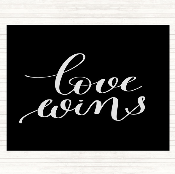 Black White Love Wins Swirl Quote Placemat