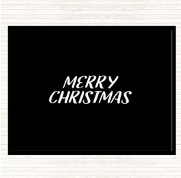 Black White Merry Christmas Quote Placemat