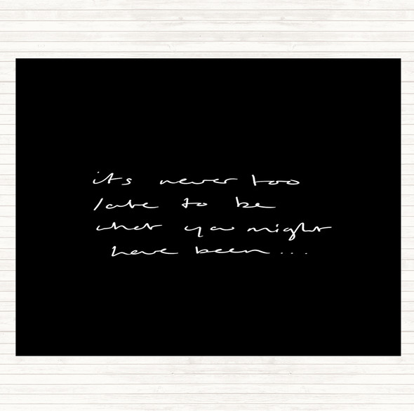 Black White Never Too Late Quote Placemat